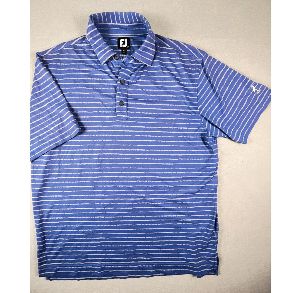 FootJoy Golf Polo Mens Large Blue Striped VBCC Performance Short Sleeve Shirt